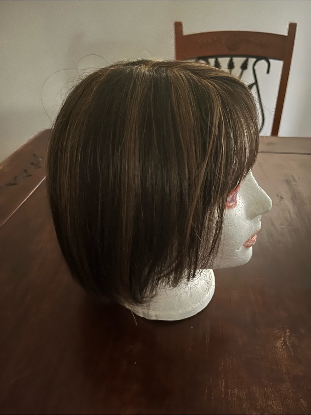 Stylish Short Brown Women's Wig with Subtle Highlights